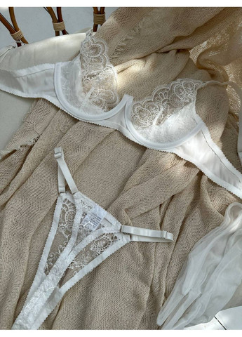 Белый балконет комплект женского белья | нежный кружевной, белое соблазнение Vital-Textile с косточками полиэстер, эластан