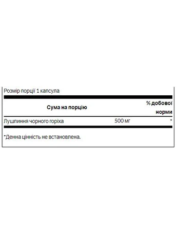 Оригінал! Black Walnut Hulls 500mg - 60caps Swanson (397579472)