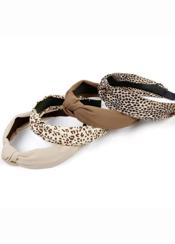 Набор обручей для волос в бежевой цветовой гамме принт леопард (4 шт) Hand Made (330619041)