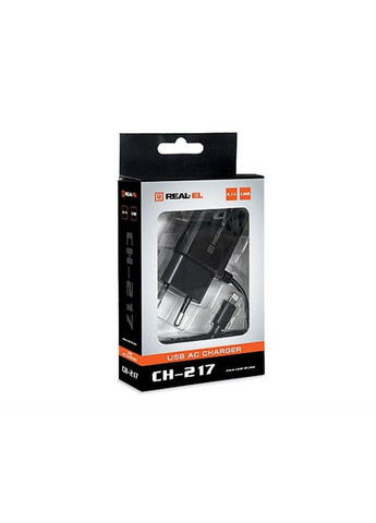Сетевое зарядное устройство CH-217 (2USB, 2.1A) Black + кабель Lightning Real-El (336956114)