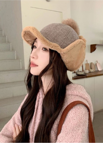 з Козирком та Помпоном, Підклад Супер М'яке Штучне Хутро No Brand Жіноча Зимова Шапка-Вушанка (363838663)