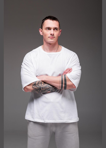 Белая футболка мужская белая батал с коротким рукавом No Brand