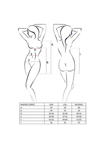 Корсет-сорочка с пажами MADDIE CORSET black S/M -, трусики Passion (303891574)