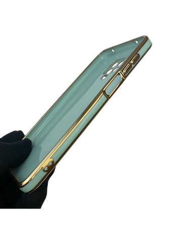 Чехол для Redmi Note 9 Pro с защитой камеры с золотой окантовкой на редми нот 9 про бирюзовый gs1 Xiaomi (366229662)