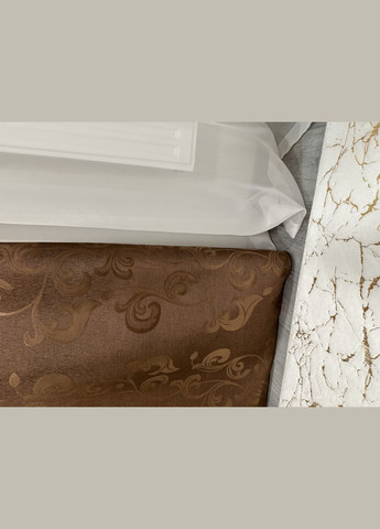 Комплект жаккардовых штор с вензельным узором — 2 шт(1.5м×2.7 м) темно коричневого цвета No Brand (331325837)