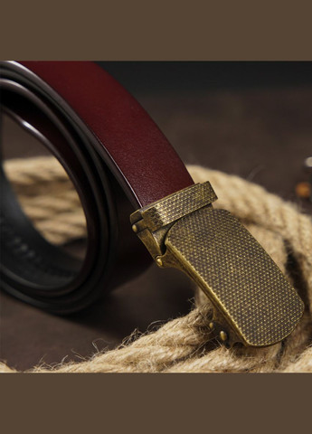 Чоловічий ремінь шкіряний із зернистою пряжкою автомат 20273 Коричневий Vintage (302972300)