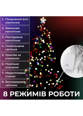 Гірлянда нитка світлодіодна GarlandoPro 190 LED лампочок 18м 8 режимів лед гірлянда W400LEDML Garlando (366964003)