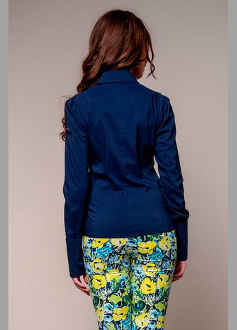 Синіти блуза жіноча офісна з довгим рукавом із котону синя меліана mksh1838-2 Modna KAZKA