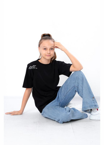 Черная летняя футболка для девочки (подростковая) Носи своє