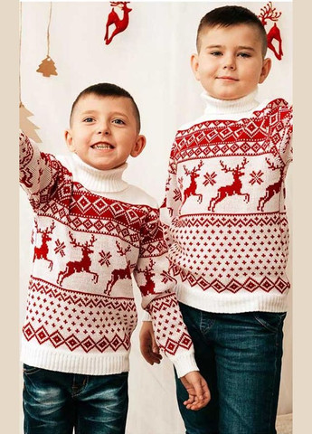 Белый зимний свитер новогодний для мальчика redcat No Brand