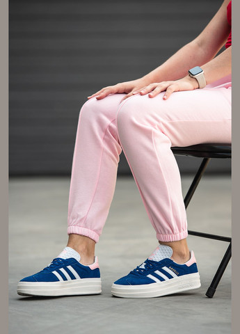 Синие демисезонные кроссовки женские adidas Gazelle Bold