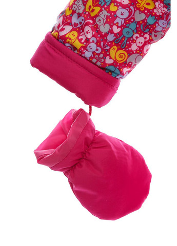 Рожевий зимній комбінезон на синтепоні для дівчинки з принтом тварин нуль підстібка білий з чорним хутро малинове 86 см (51509) BABYKROHA