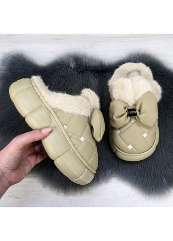 Оливковые тапочки женские закрытые на платформе эко-кожа Fashion