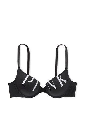 Чёрный бюстгальтер & pink push-up bra black pink logo Victoria's Secret