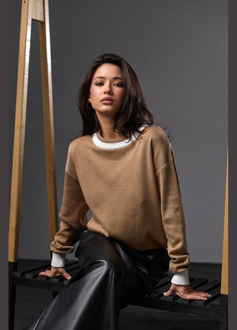 Бежевий демісезонний жіночий базовий джемпер прямого крою (2763) Triko Bakh