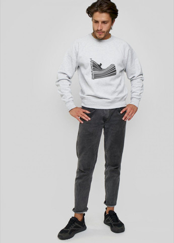 Серый свитшот мужской серый "surfing shopping" YAPPI рисунок (303772743)