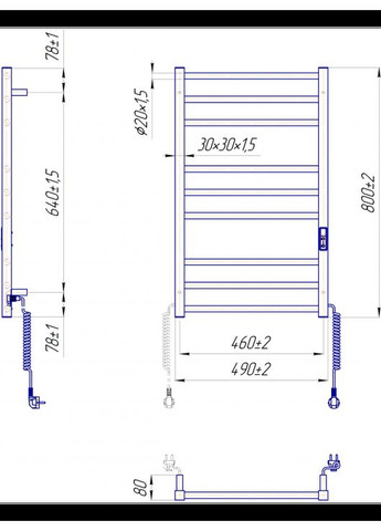 Электрический полотенцесушитель Mario Премиум Классик-I 800x500/80 TR глянец Марио (318681659)