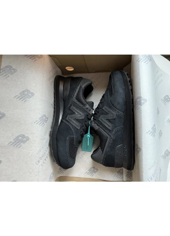 Черные демисезонные кроссовки мужские и женские new balance 574 black | нью беланс 574 черные No Brand