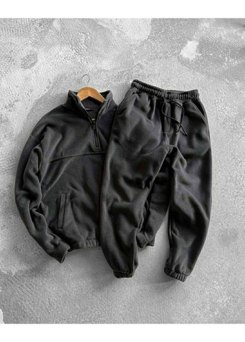 Графитовый зимний мужской теплый костюм из флиса (двойка) брючный Україна