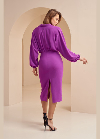 Фиолетовое платье на забор деми вискоза жатка фиолетовая Vovk однотонное