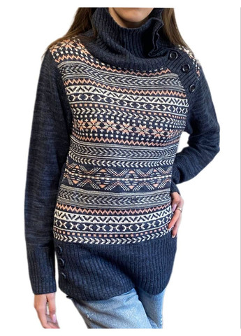 Комбинированный демисезонный свитер удлиненный Fashion Club