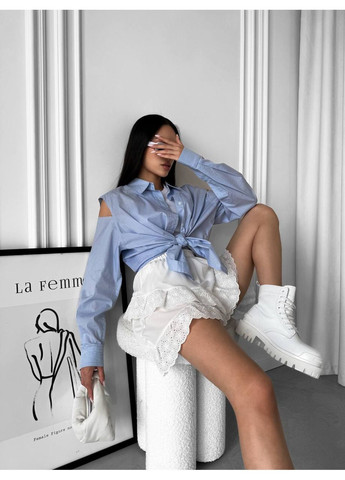 Белая кэжуал однотонная женская мини-юбка с воланами и кружевом. Україна клешированная