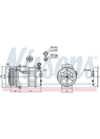 Компрессор кондиционера OPEL VECTRA C 02- NI 89124 Nissens (386942209)
