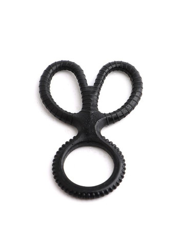Ерекційне кільце потрійне "Ножиці" силіконове для затримки еякуляції чорне No Brand (372502332)
