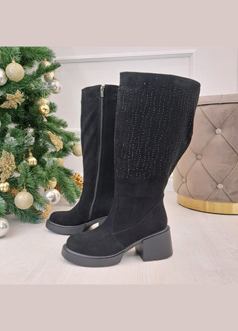 Осенние сапоги замшевые женские с широким голенищем.. 38 размер, голень 50 см Vasha para