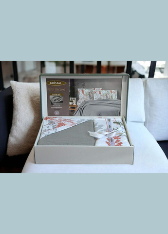 Комплект постільної білизни з пледом Ranforse 200×230 см Breeze Gri Kristal (318387190)