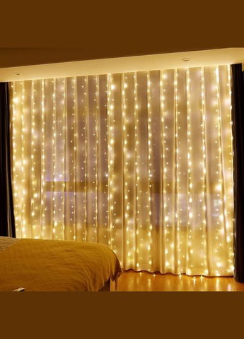 Світлодіодна Гірлянда штора 3*3 м 8 режимів роботи колір тепло-жовтий No Brand (313859914)