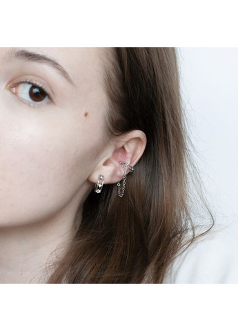 Набір 2-х мінімалістичних каф з міні ланцюжком й зірочками базові класичні кліпси елегантні кокетт кавай стильні casual y2k панк No Brand (349817735)