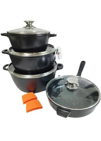 Набір каструль із сковородою та сотейником Bohmann BH-6018 MRB з індукційним дном 8 предметів Top Kitchen (297743203)