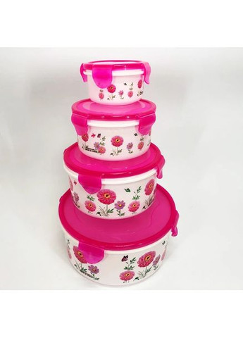 Набор 4 контейнера для удобного хранения еды, розового цвета Unique (365877080)