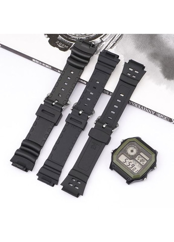 Ремінець для годинника Casio чорний полімерний 18 мм класичний для чоловіків жінок унісекс пряжка ProDobro (367264426)