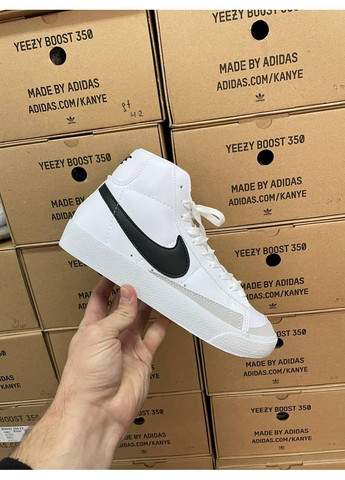 КРОСІВКИ ЖІНОЧІ NIKE BLAZER HIGH BLACK WHITE V2 НАЙК БЛЕЙЗЕР No Brand чорні демісезони (367168506)