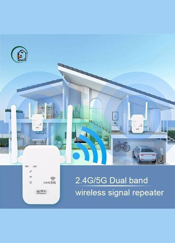 Підсилювач Wi-Fi Genie's Poems 1200 Мбіт/с 2.4ГГц та 5ГГц з режимами Repeater/Router/AP та WPS No Brand (300657765)