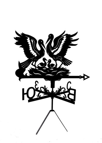 Флюгер на дом Аисты №3, флюгер на крышу из металла 2 мм. No Brand (368896659)