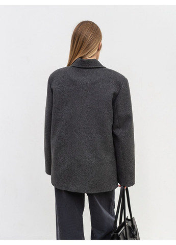 Сіре зимнє Двобортне утеплене пальто Romashka