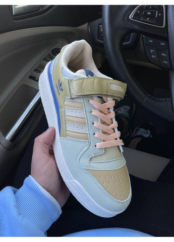 КРОССОВКИ ЖЕНСКИЕ ADIDAS FORUM BEIGE BLUE АДИДАС ФОРУМ No Brand бежевые демисезоны (367171317)