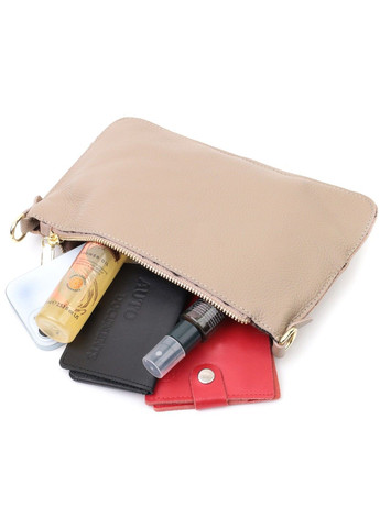 Жіноча сумка-клатч з двома ременями з натуральної шкіри 22643 Бежева Vintage (297993117)