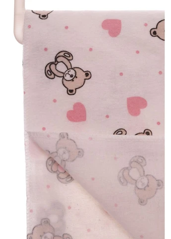 Пеленка байка мишка с сердечками белая 110*85см (51288) BABYKROHA (298400343)