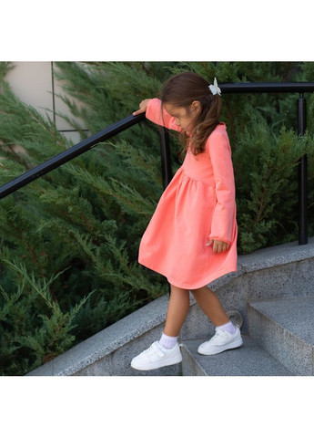 Коралловое платье для девочек с длинным рукавом Trendy Tot (371262564)