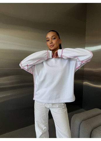 Белый свитшот женский с контрастными швами Style Point однотонный (361057021)