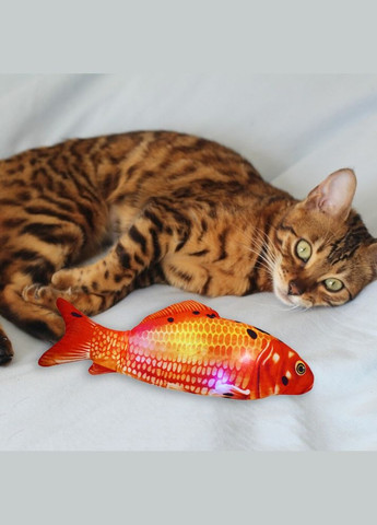 Игрушка для котов и кошек механическая вибро рыба с USB Золотая рыбка 29 см Ecotoys (269341848)