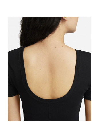 Футболка жіноча Sportswear Chill Knit Tight Scoop-Back Short-Sleeve Mini-Rib Top Black Nike - (365961695)