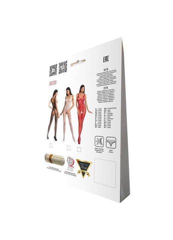 Эротический бодистокинг BS069 black, комбинезон, имитация чулок и боди, черный костюм сетка Passion (297138657)