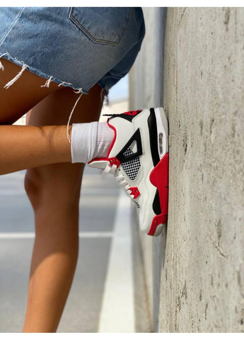Білі Осінні кросівки чоловічі nike air jordan retro 4 fire red найк аір джордан No Brand