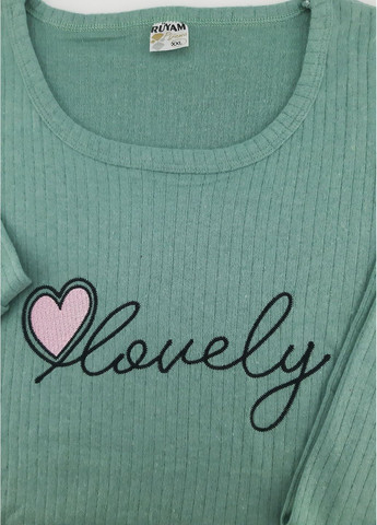 Зелена піжама жіноча тепла бавовна лонгслів + брюки Ruyam