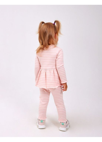 Рожевий комплект (боді-сукня+штанці) смужка рожева Smil